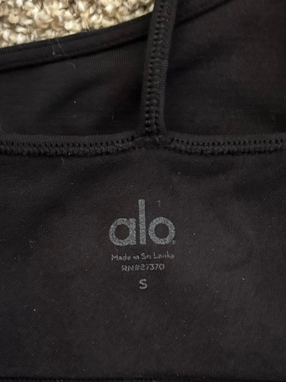 ALO Yoga Black Ribbed Asymmetrical Ribbed Sports Bra